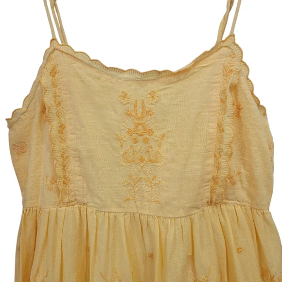 Urban Outfitters Hanna Embroidered Mini Dress Yellow Babydoll Sundress Women’s M - Picture 7 of 17